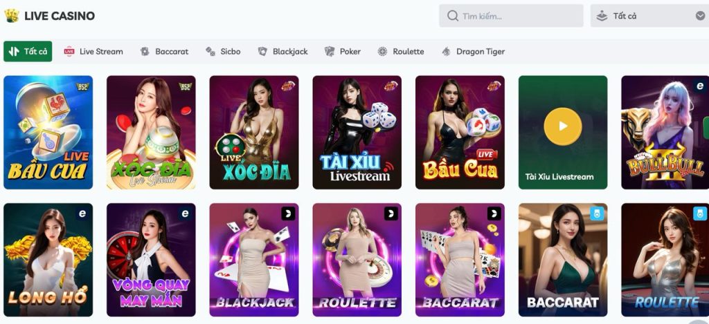 Kho game phong phú của sảnh live casino tại nhà cái min88