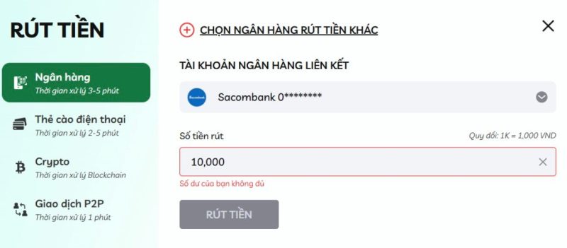 Những ưu điểm trong dịch vụ rút tiền qua ngân hàng tại min88